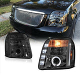 NINTE Headlights for 2007-2013 Gmc Yukon Denali Smoke Halo Projector Headlight Lamps