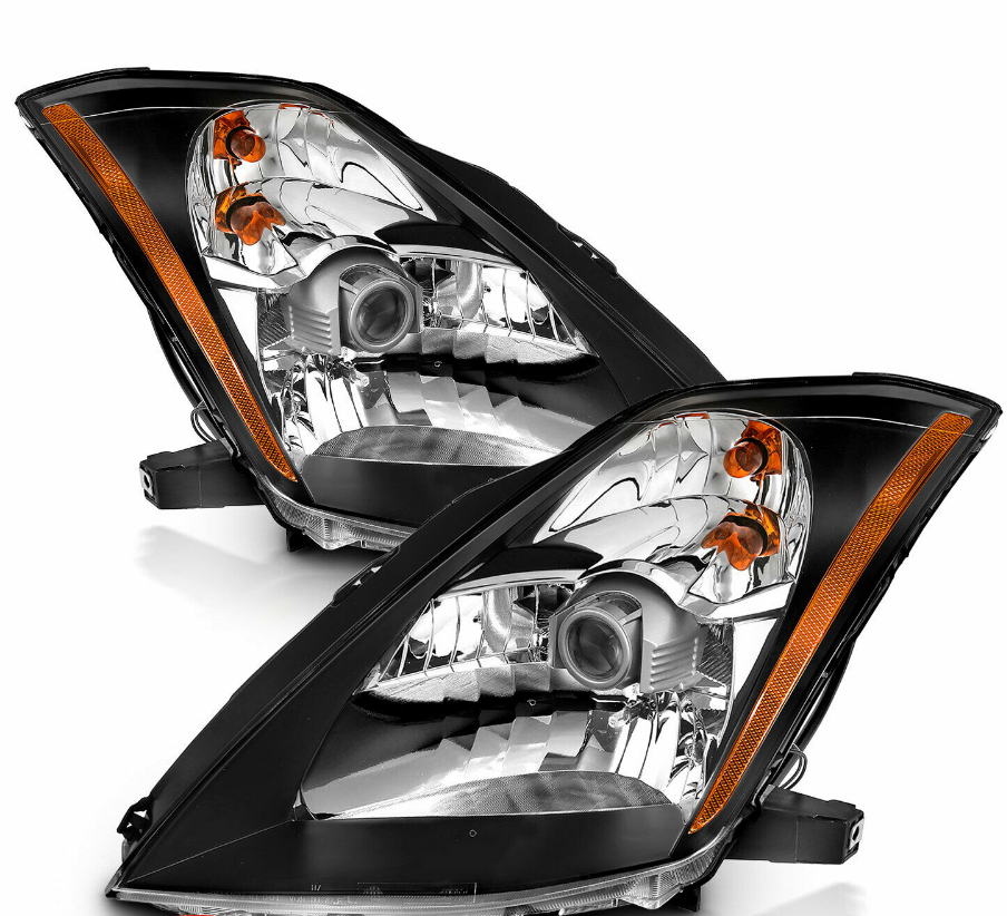 For 2003 2004 2005 Nissan 350Z Coupe Z33 Fairlady Black Projector Headlights Set - NINTE