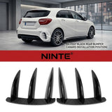 NINTE Rear Bumper Canards Splitter Trim Fit For Benz A Class W176 A200 A250 A260 A45 AMG Sport 2013-2018 Painted Gloss Black Without Logo