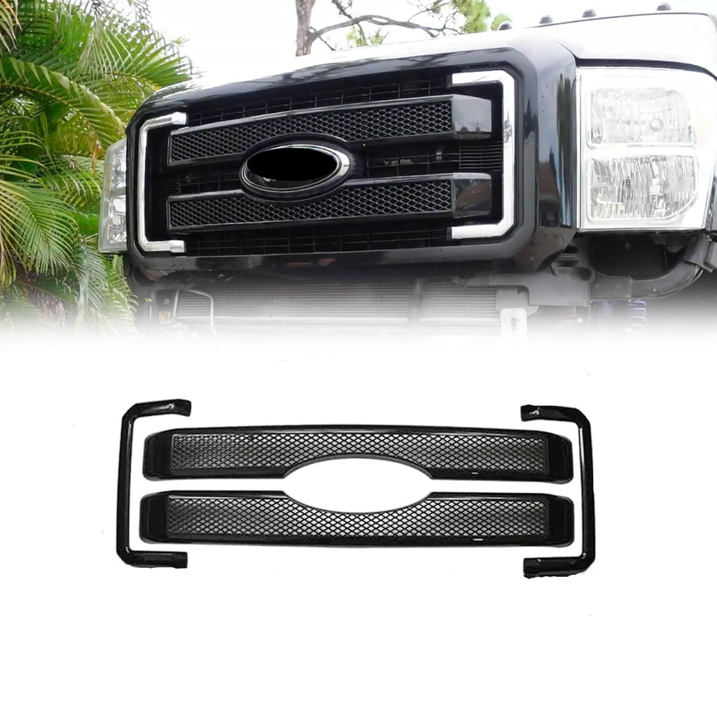 NINTE Grille Covers for 2011-2016 Ford F-250 F-350 F-450 F-550 Super Duty - ABS Front Bumper Hood Grill Cover - 4pcs（NOT the Replacement）