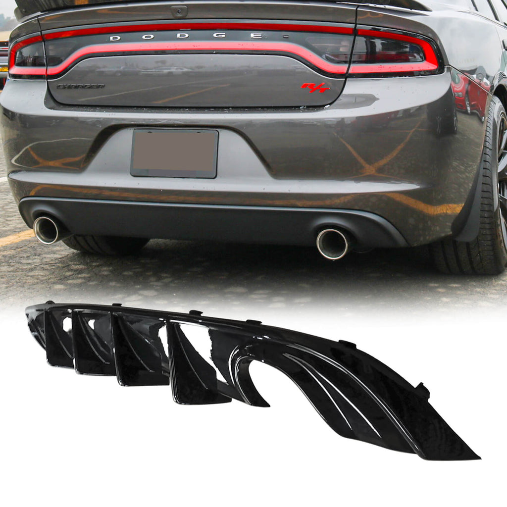NINTE for 2015-2018 Dodge Charger RT SE BASE SXT Rear Diffuser ABS Gloss Black