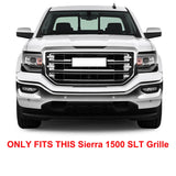 NINTE For 2016-2018 Grille Overlay For GMC Sierra 1500 SLT Chrome Grille Cover 3 Bars Grille Covers