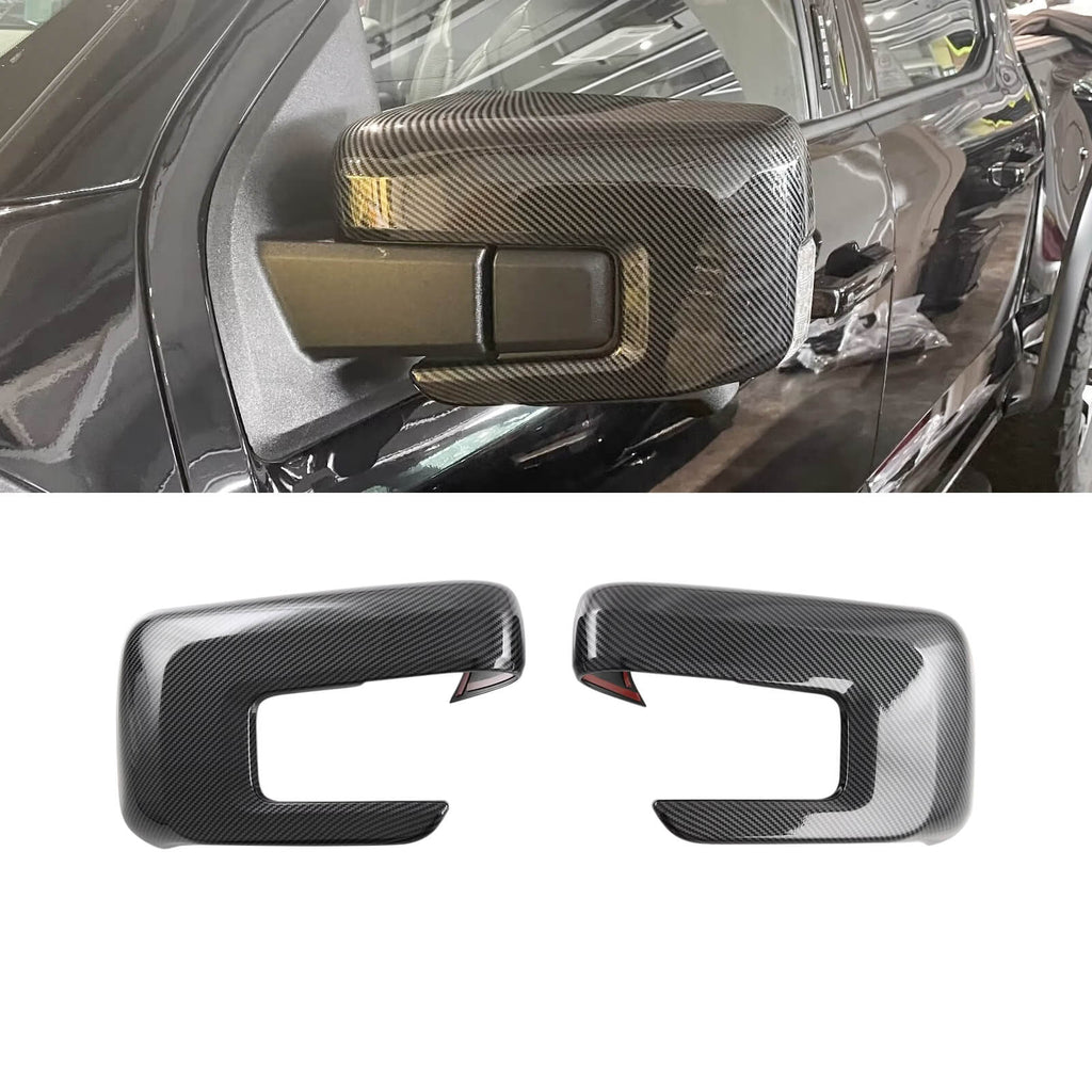 NINTE For 2021-2024 Ford F150 Mirror Covers Overlays With Signal Hole Carbon Fiber Look