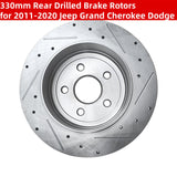 NINTE 330mm Rear Drilled Brake Rotors for 2011-2020 Jeep Grand Cherokee Dodge Durango
