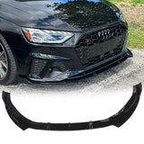 NINTE For 2020-2024 Audi A4 S4 Front Lip ABS Painted 3 Pieces Lower Bumper Splitter