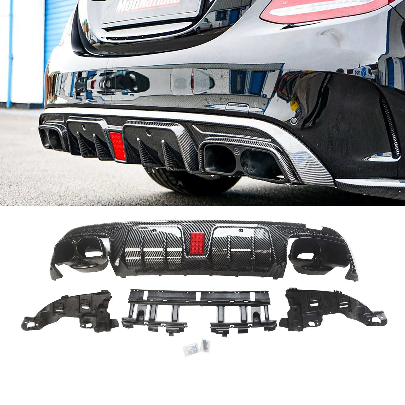 NINTE Rear Diffuser for 2015-2021 Benz W205 C-Class C63 C63S C43 C43S ...