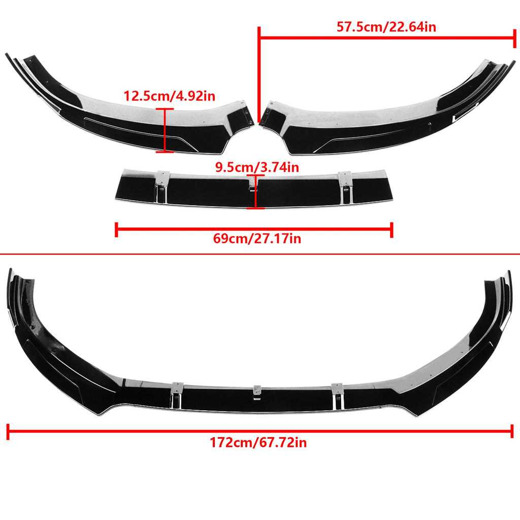 NINTE Front Bumper Lip For 2014-2016 Audi S3 A3 S Line