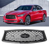 NINTE Grill For INFINITI Q50 2018-2024 Front Hood Upper Grille Replacement with Sensor Hole