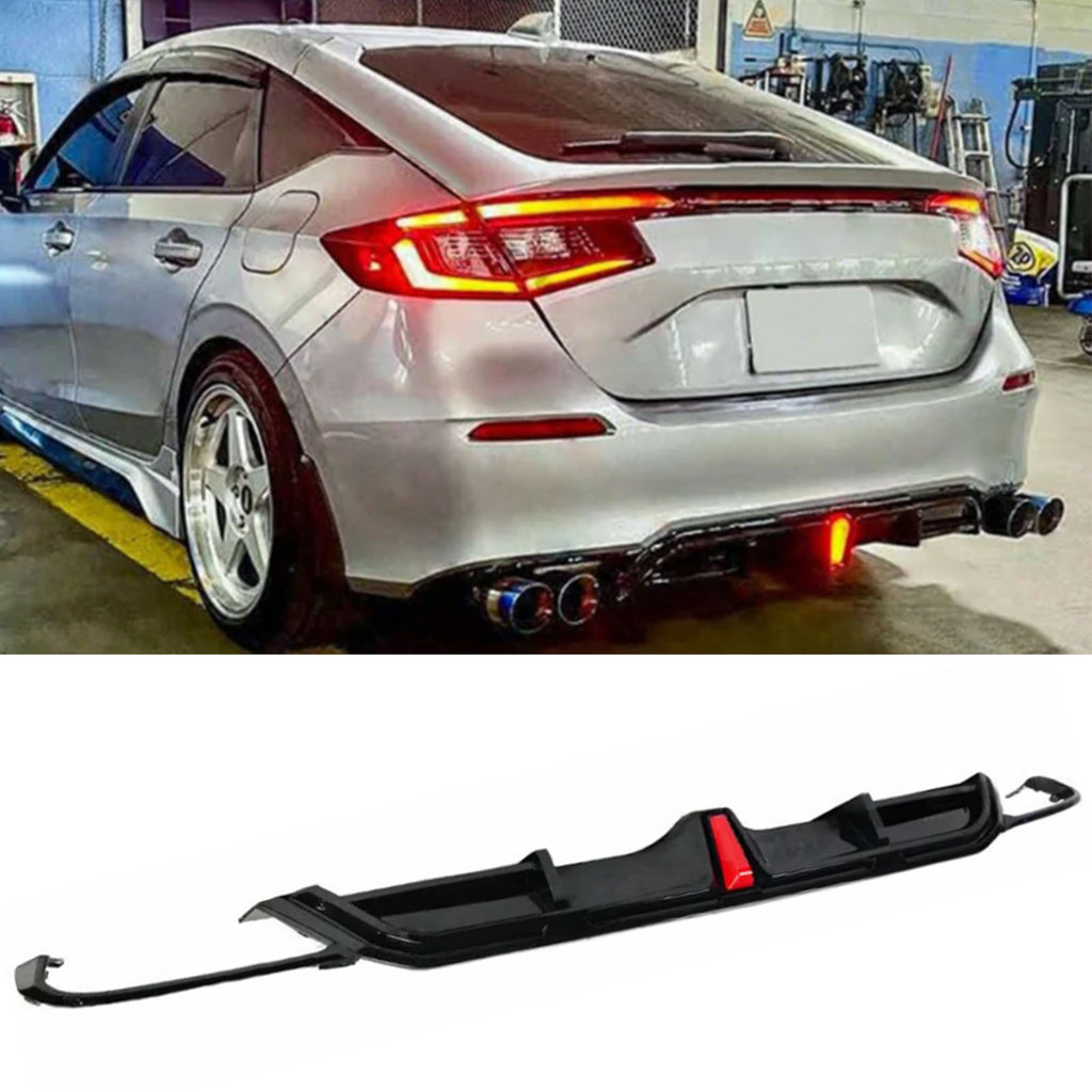 NINTE Rear Diffuser For 11th Honda Civic Hatchback with LED Brake Light