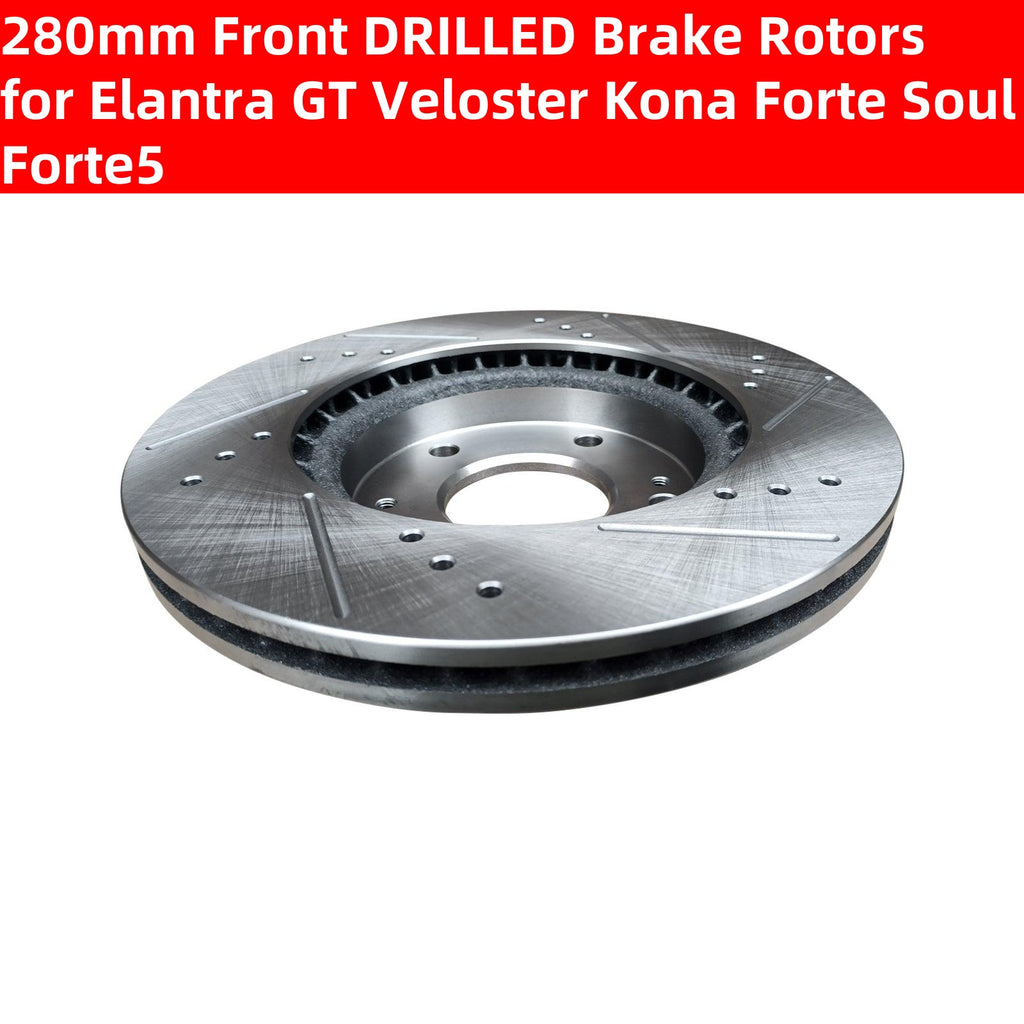 NINTE 280mm Front DRILLED Brake Rotors for Elantra GT Veloster Kona Forte Soul Forte5