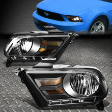 Laden Sie das Bild in den Galerie-Viewer, NINTE 10-14 Ford Mustang Black Housing Amber Corner Headlight Replacement Lamps