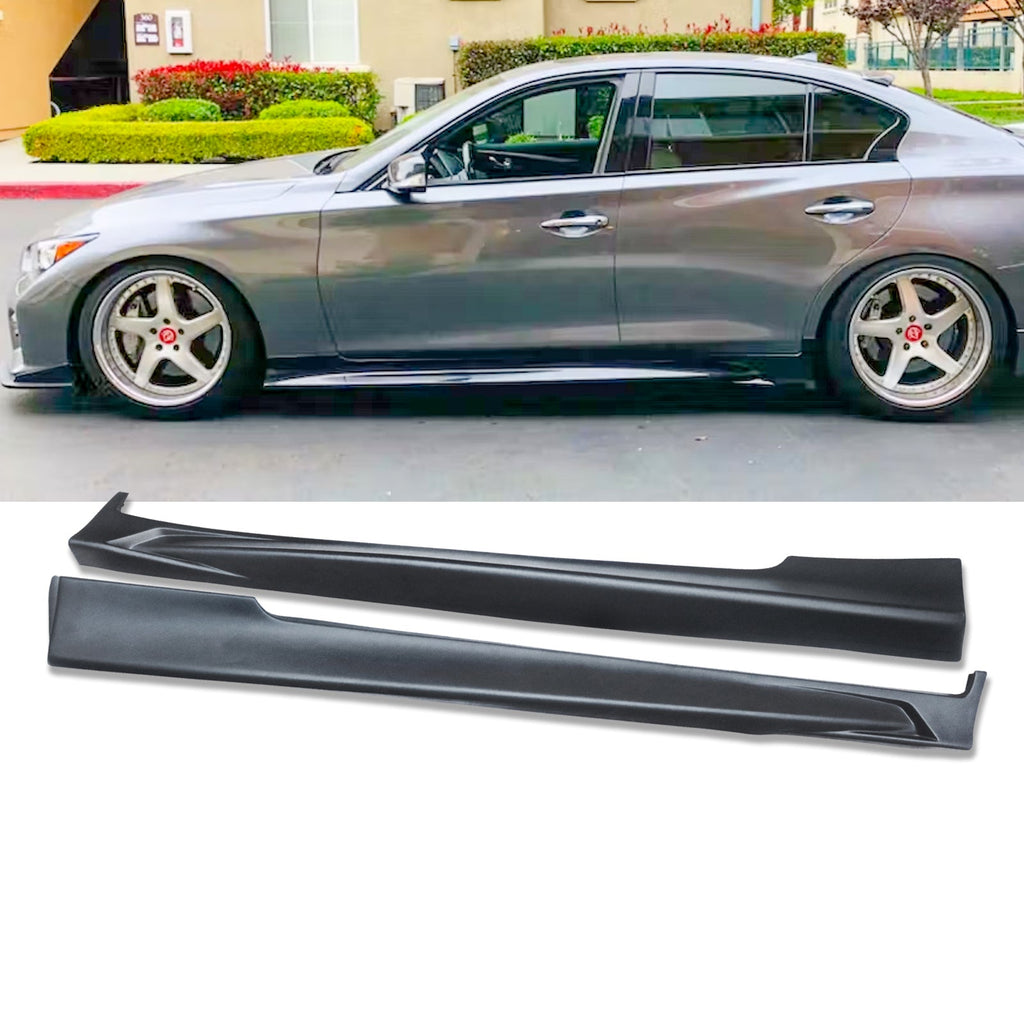 NINTE Side Skirts For 2014-2023 Infiniti Q50 Extension Lips ABS Matte