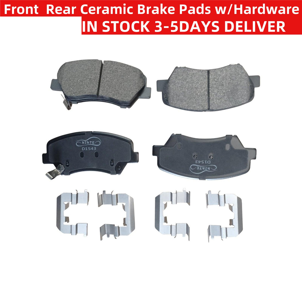 NINTE Front and Rear Ceramic Brake Pads w/Hardware for Hyundai Elantra GT Veloster Kia