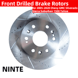 NINTE Front Drilled Brake Rotors for 2005-2020 Chevy GMC Silverado Sierra Suburban 1500 Tahoe