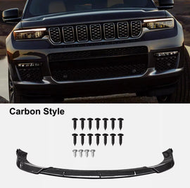 NINTE For 2014 - 2021 Jeep Grand Cherokee SRT/2018 - 2021 Trackhawk Front Lip Spoiler Splitter Guard Bodykit Glossy Black ABS 3Pcs - NINTE
