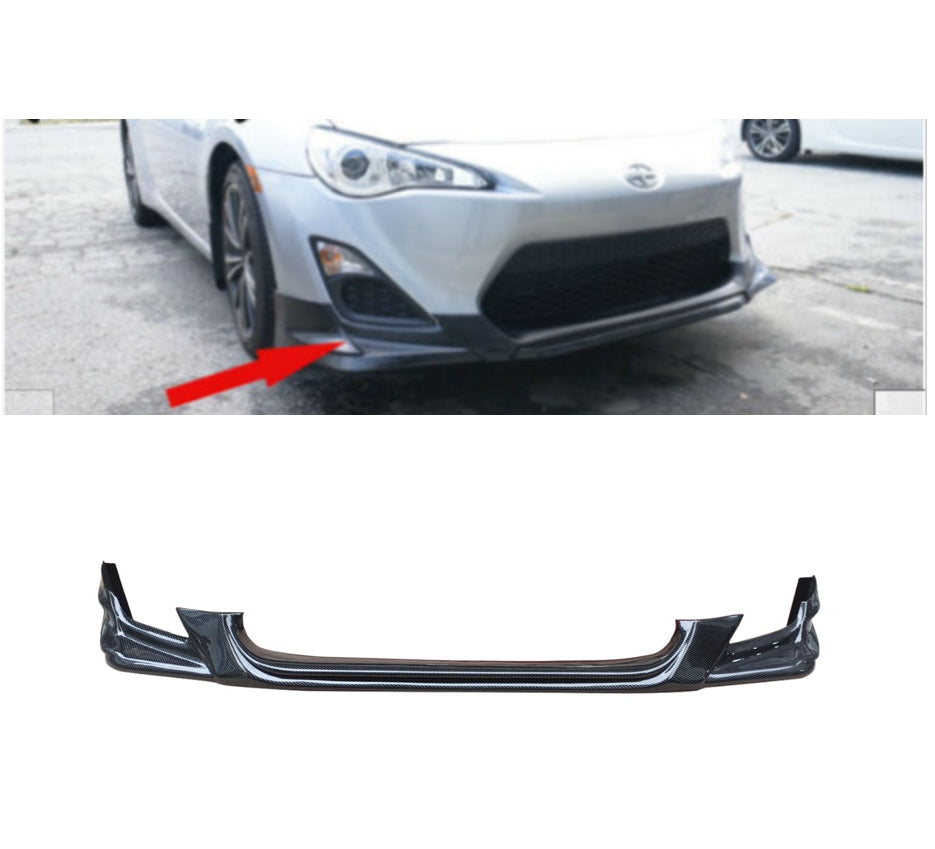 NINTE For 2013-2016 Toyota Scion FR-S FRS GT86 Front Bumper Lip Splitter Carbon Fiber Look