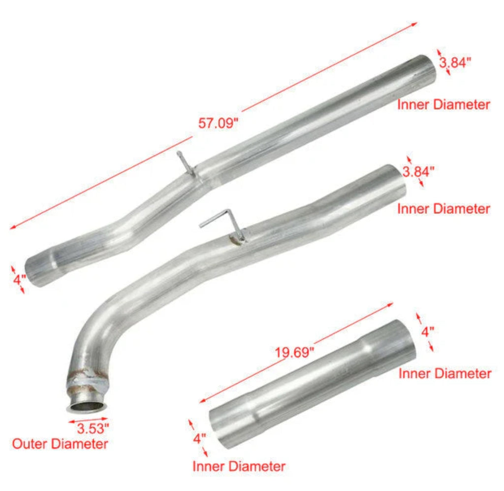 NINTE For 2011-2015 Chevy Silverado & GMC 2500HD/3500HD 6.6L Duramax Diesel 4Inch Exhaust Muffler Pipe Tube