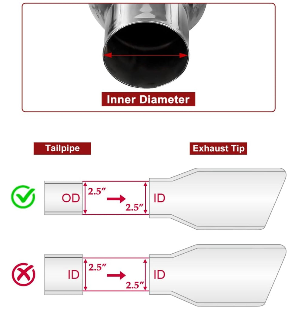 NINTE Pack of 2 Blue Burnt Exhaust Tip 2.5" Inlet 3.5" Outlet 7.75 long 304 Stainless Steel 2.5" to 3.5" Exhaust Tail Pipe Tips Weld On Single Slant Cut