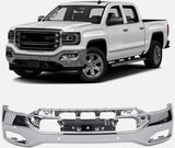 NINTE One-Piece Chrome Front Bumper Face Bar for 2016-2018 GMC Sierra 1500 w/ Park Sensor Holes