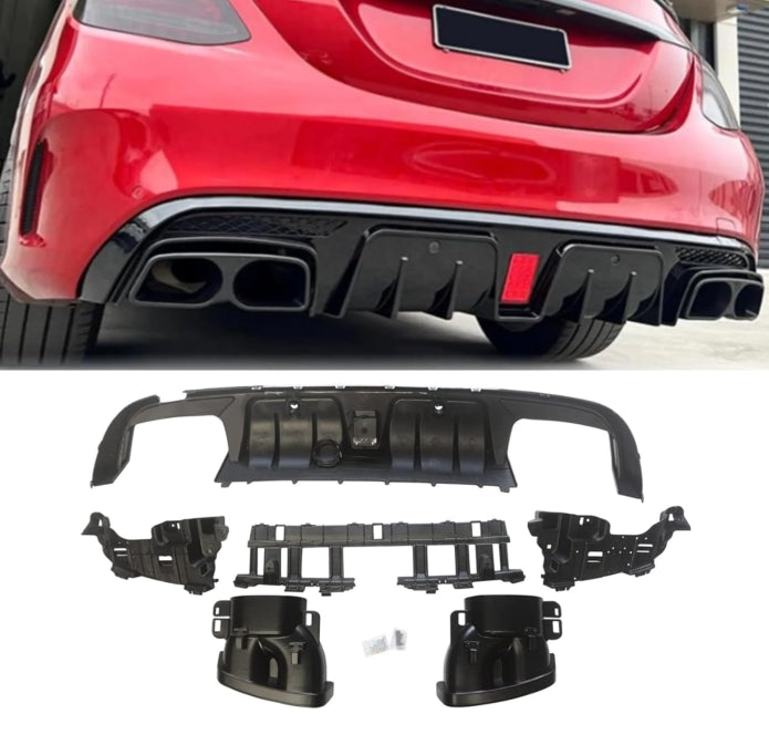 NINTE Rear Diffuser for 2015-2021 Benz W205 C-Class C63 C63S C43 C43S AMG B Style Rear Bumper Lip