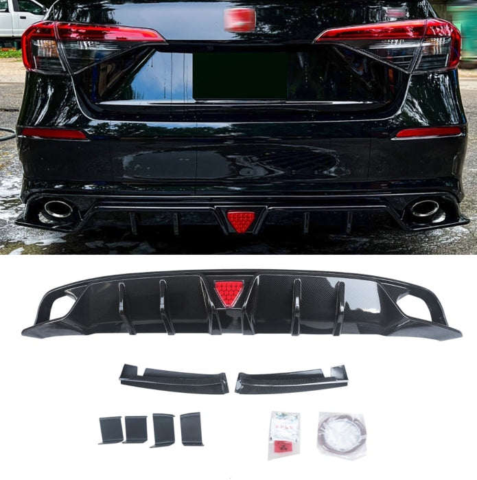 NINTE For 2022-2025 Honda Civic 11th Gen Sedan Rear Diffuser Rear Bumper Lip with LED Brake Light