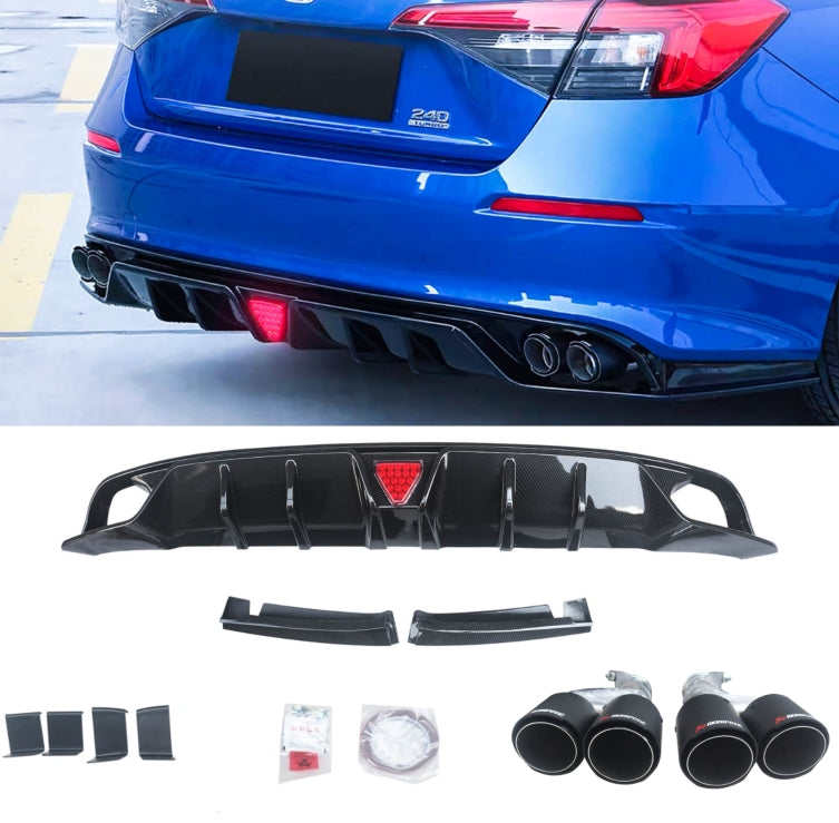 NINTE For 2022-2025 Honda Civic 11th Gen Sedan Rear Diffuser Rear Bumper Lip with LED Brake Light