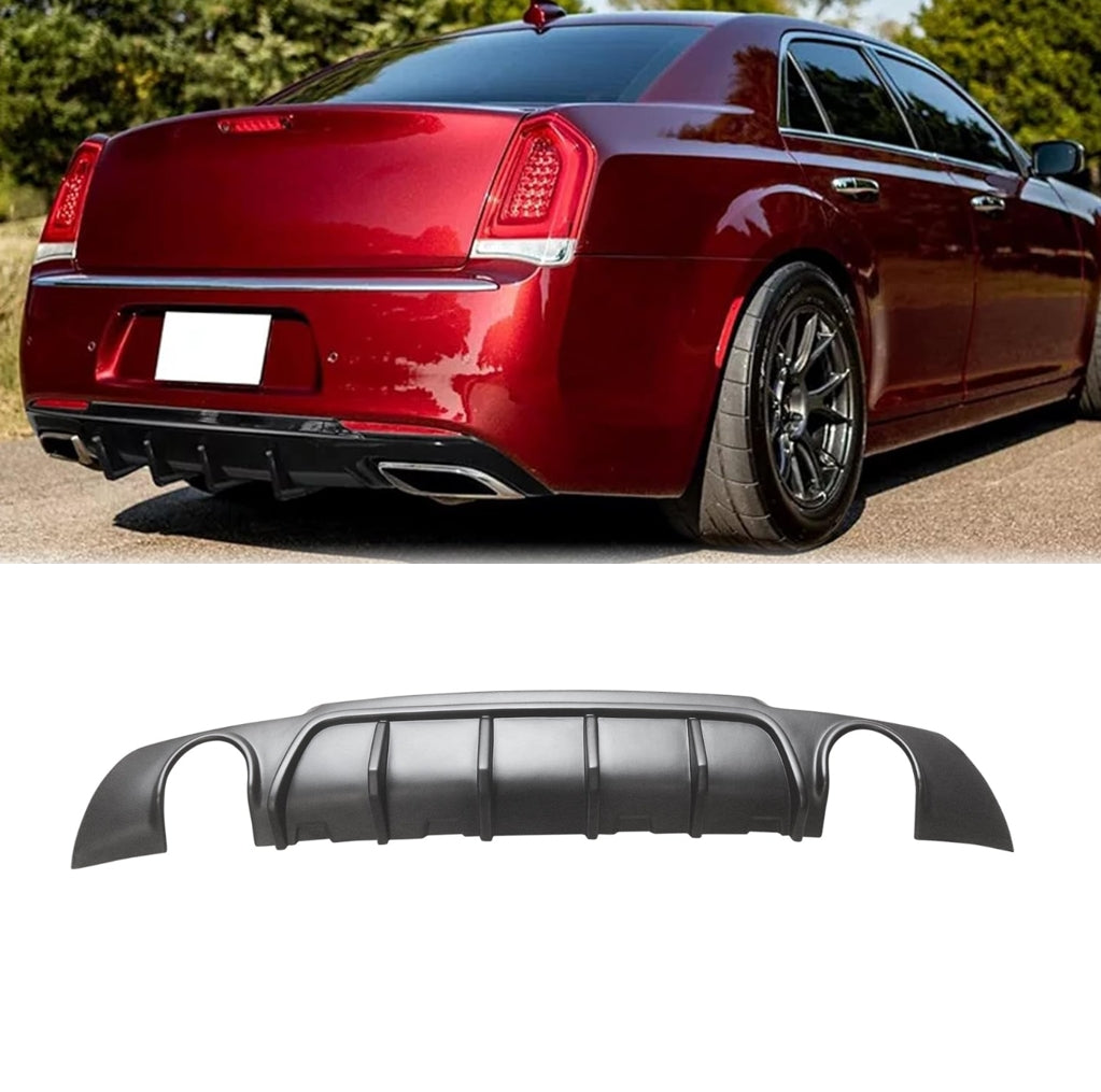 NINTE For 2015-2023 Chrysler 300 SRT Exhaust Shark Fins Rear Diffuser Rear Bumper Lip