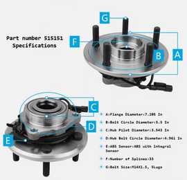 NINTE Front Left or Right Wheel Bearing and Hub Assembly for Dodge Ram 1500 Classic - NINTE