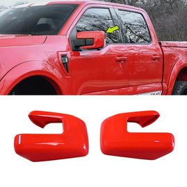 NINTE Mirror Covers For 2021 - 2025 Ford F - 150 without Turn Signal Hole WHITE/Red - NINTE