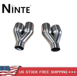 NINTE Pair of Dual Exhaust Tips Staggered Single Wall 304 Stainless Steel for ID: 2.5 inch/OD: 3.5