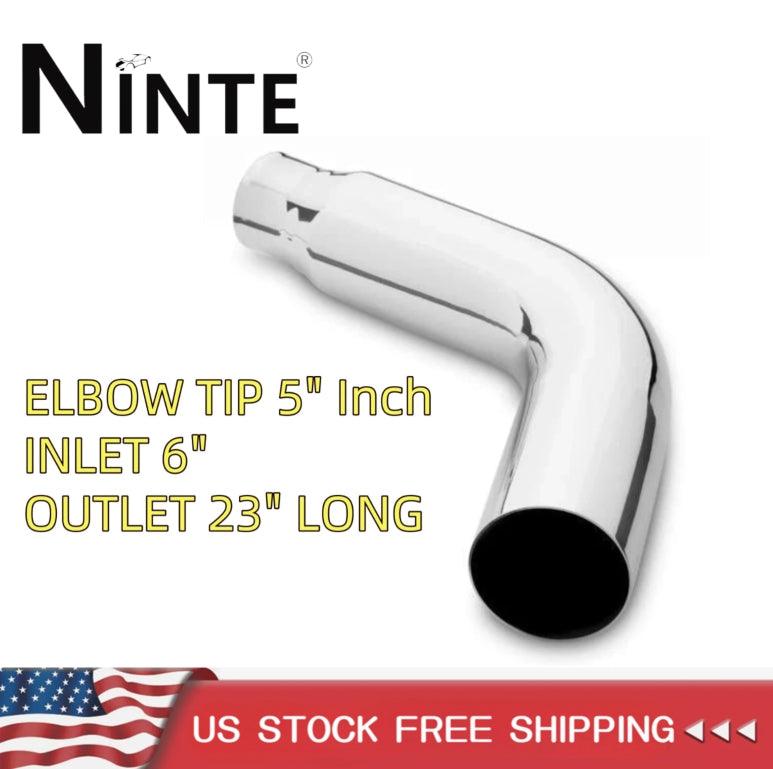 NINTE Diesel Exhaust Chrome Turndown Elbow Tip 5" Inch Inlet 6" Outlet 23" Long