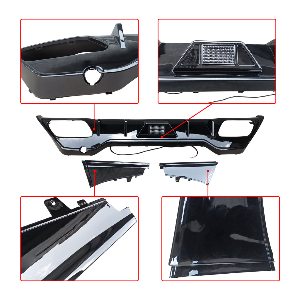 NINTE Rear Diffuser For 2018-2022 BMW 8-Series G16 Gran Coupe Four Doors M Sport Rear Diffuser Gloss Black with Brake Light