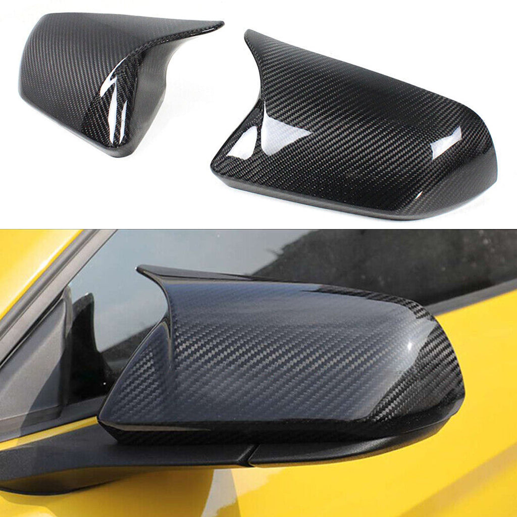 NINTE Side Mirror Covers For 15-23 MUSTANG W/O Led Signal M Style Real Carbon Fiber