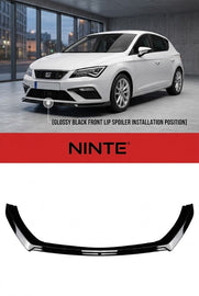 NINTE Front Bumper Lip Splitter Fit For Seat Leon MK3.5 2017-2020 Painted Gloss Black One Piece Without Logo - NINTE
