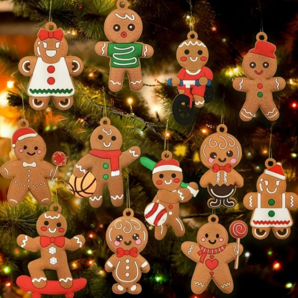 NINTE Assorted Plastic Gingerbread Figurines Christmas Holiday Decorations