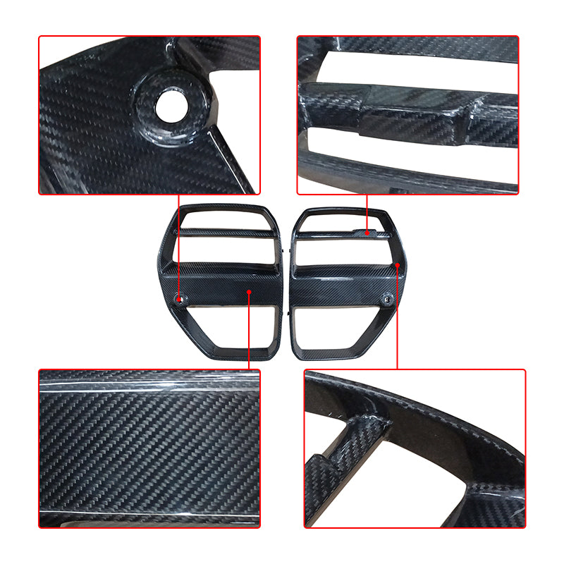 NINTE For 2021-2025 BMW M3 G80 M4 G82 G83 V Style Nose Grill Grille Real Dry Carbon Fiber