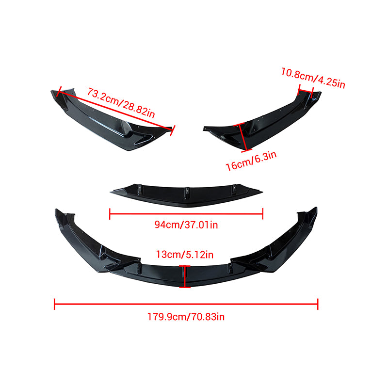 NINTE Front Lip For 2024-2026 Cadillac CT5-V 3PC Gloss Black Front Bumper Splitter