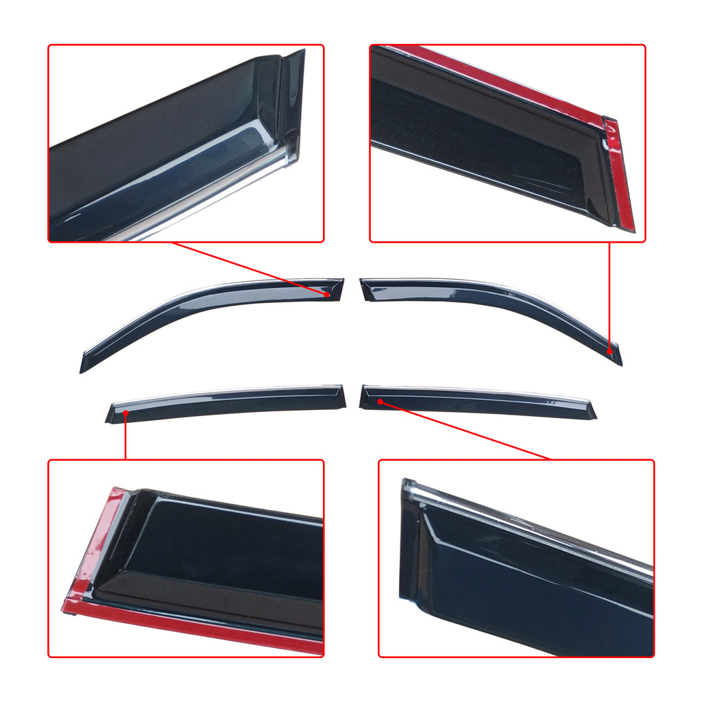 NINTE  For 2023-2024 HONDA CR-V CRVPremuim chrome trim window visor rain guard W/clip