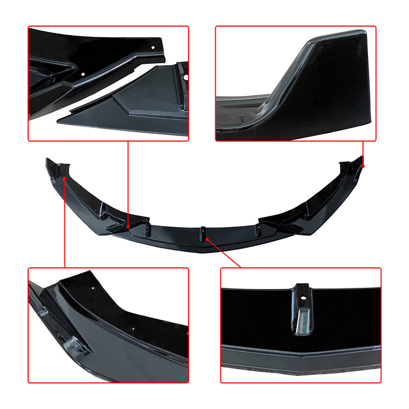 NINTE Front Lip For 2024-2026 Cadillac CT5-V 3PC Gloss Black Front Bumper Splitter