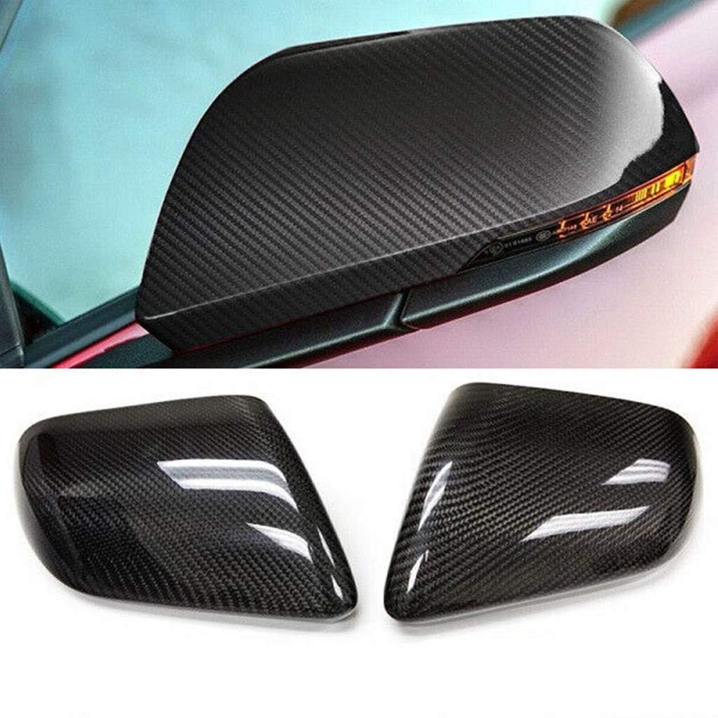 NINTE Mirror Covers With Turn Signal Cutout For 15-23 Ford Mustang (Add On Style With 3M tape) Real Carbon Fiber