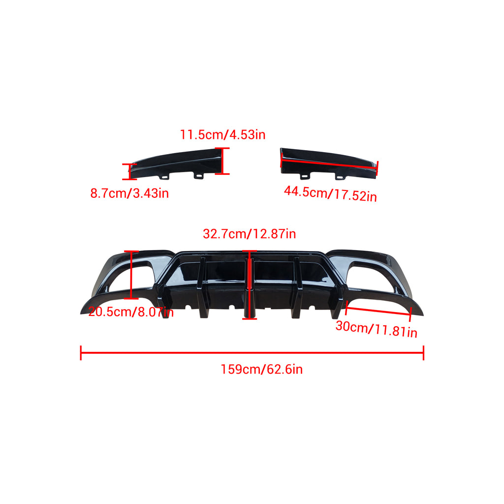 NINTE For 2019-2022 BMW G20 3 Series Rear Diffuser W/ LED Light NINTE Style Gloss Black