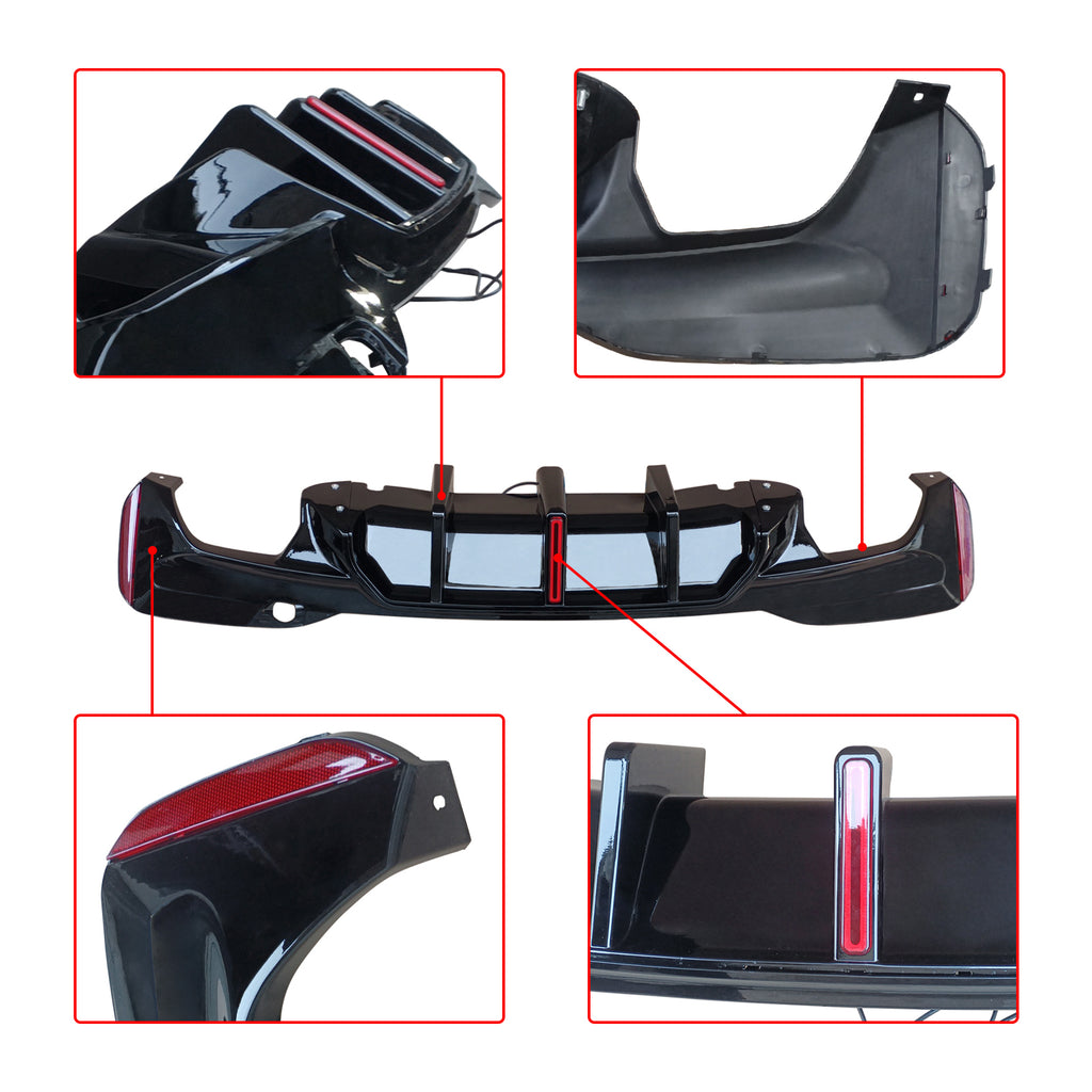 NINTE For BMW 2017-2023 M5 CS Rear Diffuser W/LED G30 G31 G38 530i 540i 550i  Gloss Black