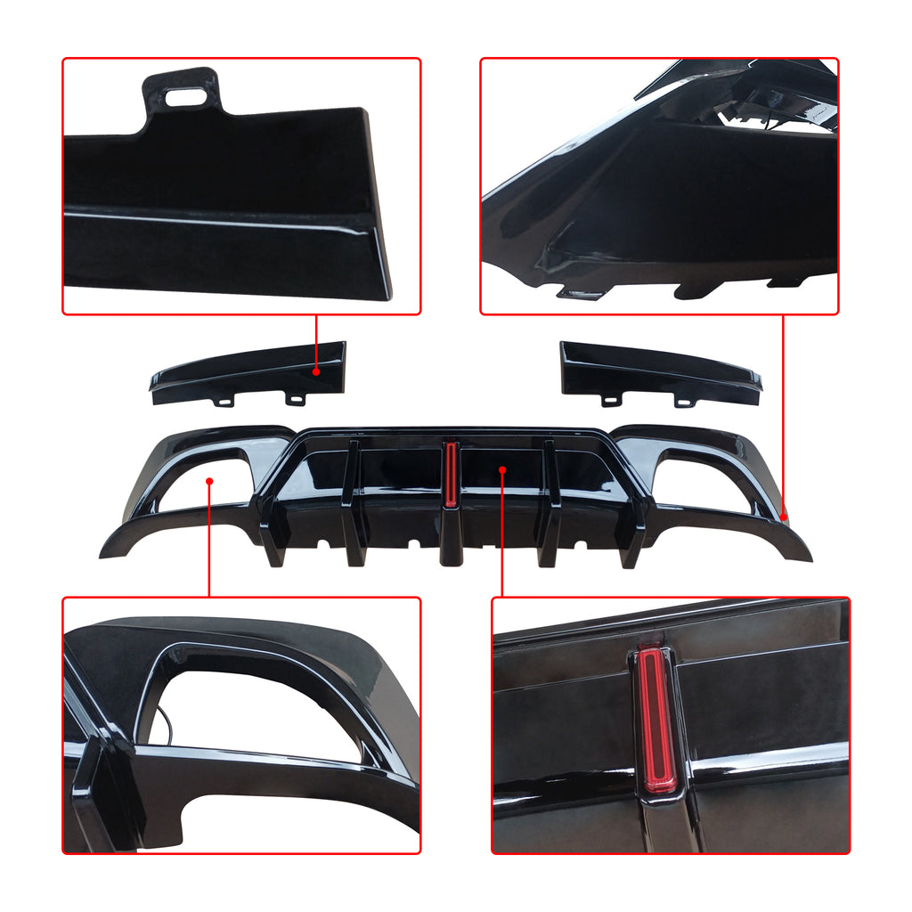 NINTE For 2019-2022 BMW G20 3 Series Rear Diffuser W/ LED Light NINTE Style Gloss Black