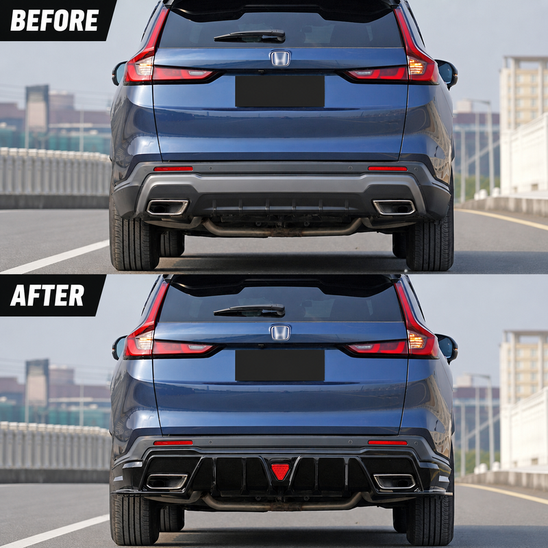 NINTE Rear Bumper Diffuser Lip Spoiler Kit Fit for Honda CR-V CRV 2023-2026 Gloss Black LED