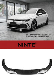 NINTE Front Bumper Lip Splitter Fit For VW Golf MK8 GTI R-Line 2020+ Carbon Fiber Look One Piece Sport Style Without Logo - NINTE