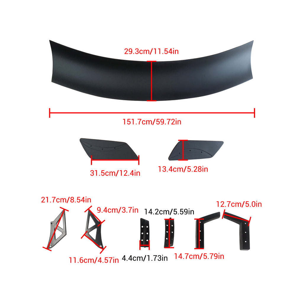 NINTE For 2015-2023 Ford Mustang Coupe 2 Door Rear Spoiler GT500 CFTP Style Big Rear Trunk Wing Spoiler Matte Black