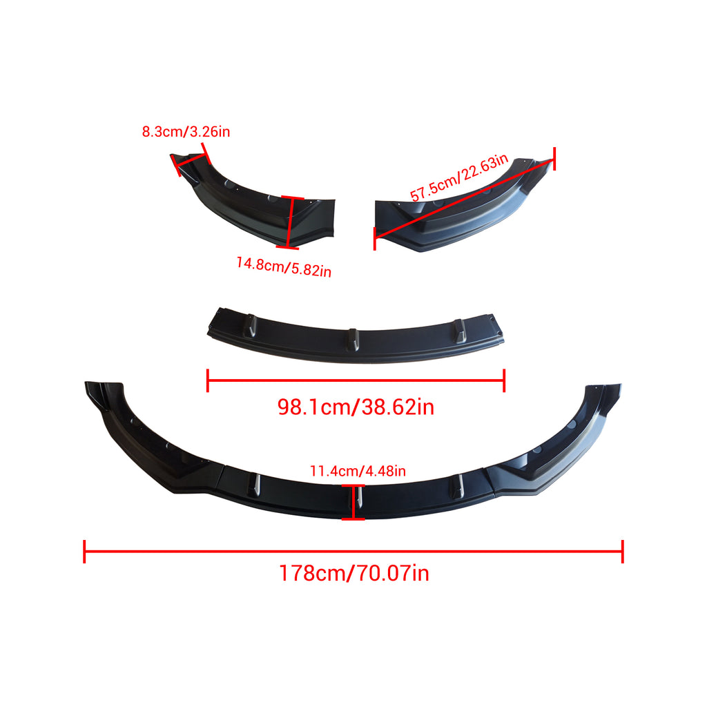 NINTE Front Lip For 2017-2023 Tesla Model 3 Sedan ABS 3 Pieces Front Chin Splitter