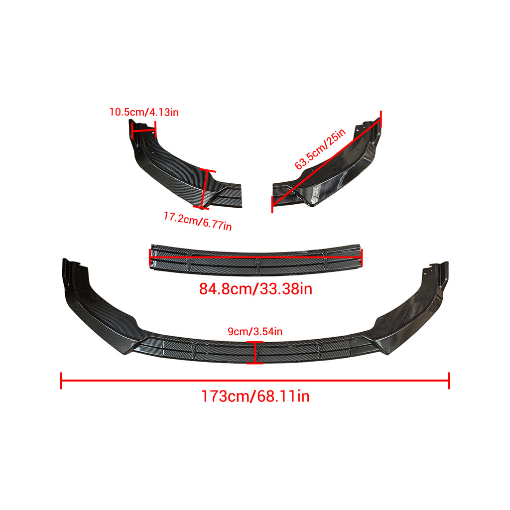 NINTE  For 2010-2013 Infiniti G37 Sedan ABS 3 Pieces Front Bumper Lip Splitter