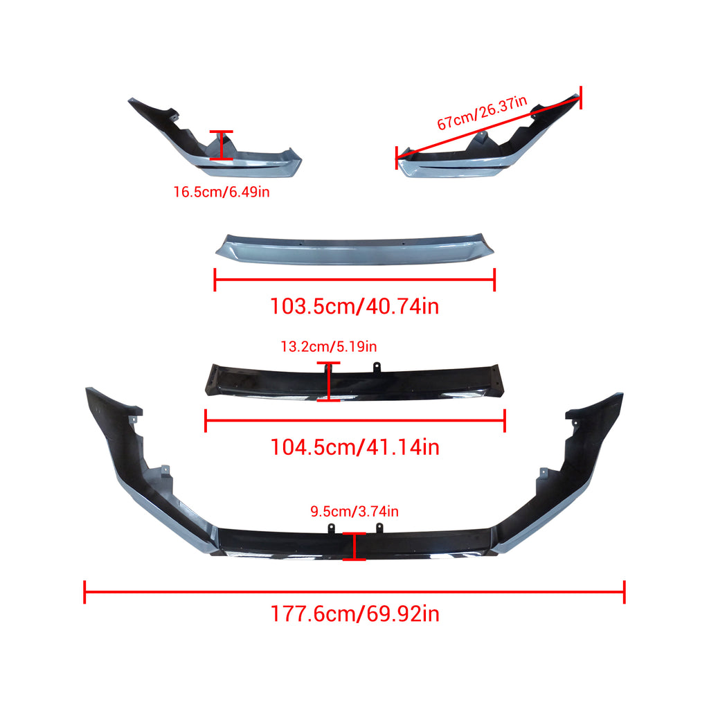 NINTE For 2022-2024 Honda Civic Sedan Hatchback Front Lip Yofer V3 Style 4 Piece