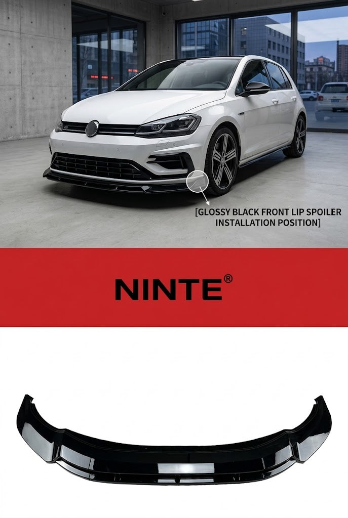 NINTE Front Bumper Lip Splitter Fit For VW Tiguan MK2 R-Line 2021-2023 Painted Gloss Black One Piece Without Logo